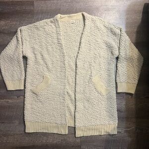 POL Beige Textured Open-Front Cardigan